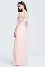 Spaghetti Straps V-neckline Chiffon Pearl Pink Prom Dresses