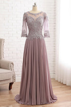 Tulle & Chiffon Scoop A-line Mother Of The Bride Dress With Lace Flowers Appliques