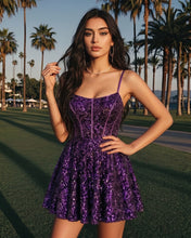 Grape A-line Sequins Homecoming & Cocktail Dresses