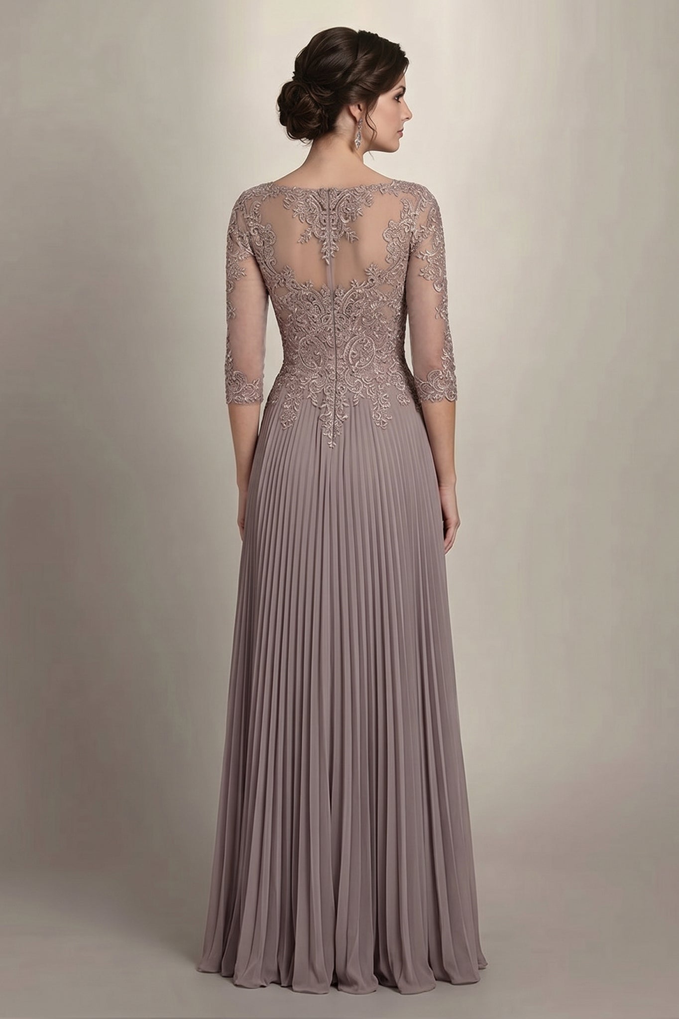 Long Applique Mother of the Bride Dress with sleeves Angrila Long Applique Mother of the Bride Dress with sleeves Angrila