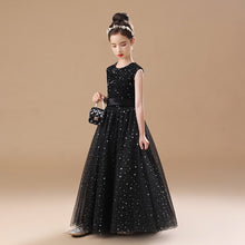 Sparkle Princess Black Tulle Sequins Flower Girl Dress