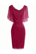 Sheath/Column V-neck Knee-Length Chiffon Glamorous Mother of the Bride Dress