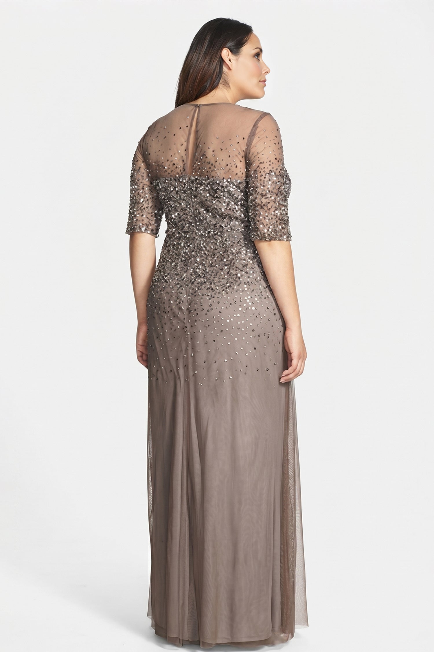 Sheath/Column 1/2 Sleeves Sequins Long Plus Size Mother of the Bride Dresses