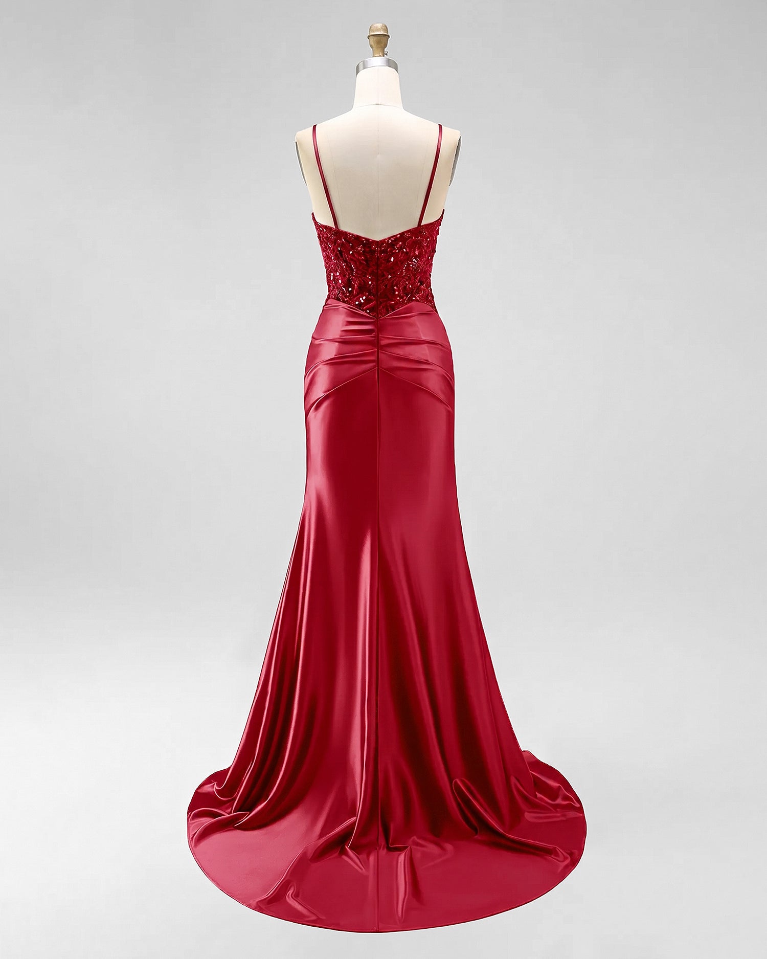 Red Scoop Mermaid Long Prom Dress With Slit