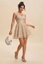 Sexy A-line Deep V-Neck Sequin Tulle Homecoming Dresses
