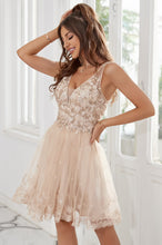 Sleeveless Lace & Sequin A-Line Tulle Cocktail Dress with Zipper Back