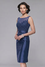 Sheath/Column Sccop Neckline Sleeveless Satin Knee Length Mother Dress With Lace Top