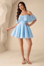 A-Line Off-the-Shoulder Short Pearl Pink Lace Homecoming Dresses