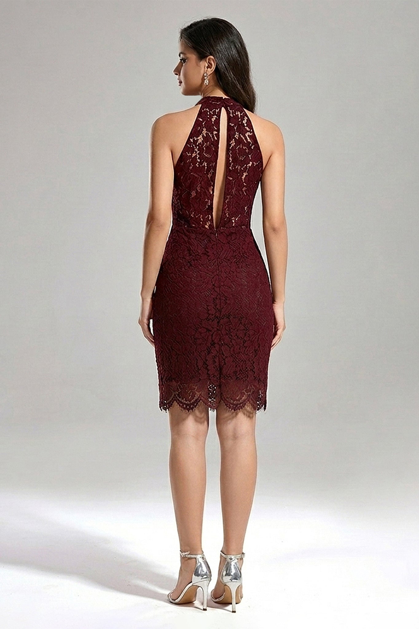 Halter Lace Cocktail Dresses Wedding Guest Dress β Angrila