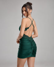 Dark Green Sweetheart Spaghetti Straps Cross Back Bodycon Short Mini Party Dresses
