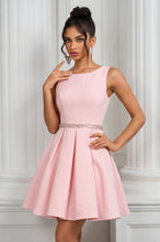 A-line Sleeveless Beading Short Prom Dresses with Pockets