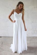 A-line Spaghetti Straps Lace Top Boho Beach Wedding Dresses