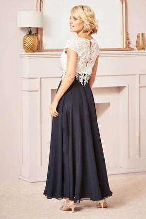 Cap-Sleeve Lace and Chiffon A-Line Mother of the Bride Dress