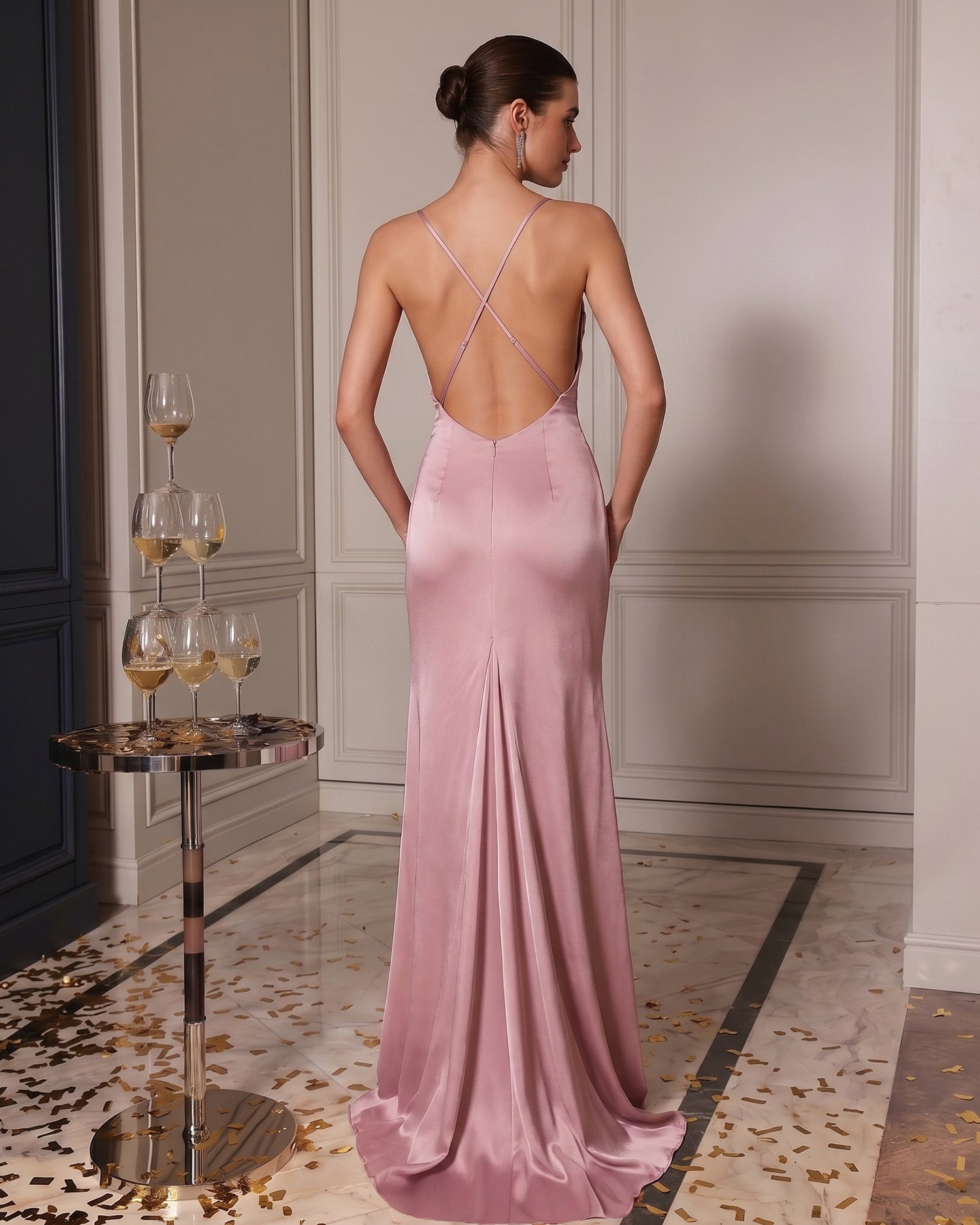 Dusty Rose Sweetheart Mermaid Long Prom Dress With Slit