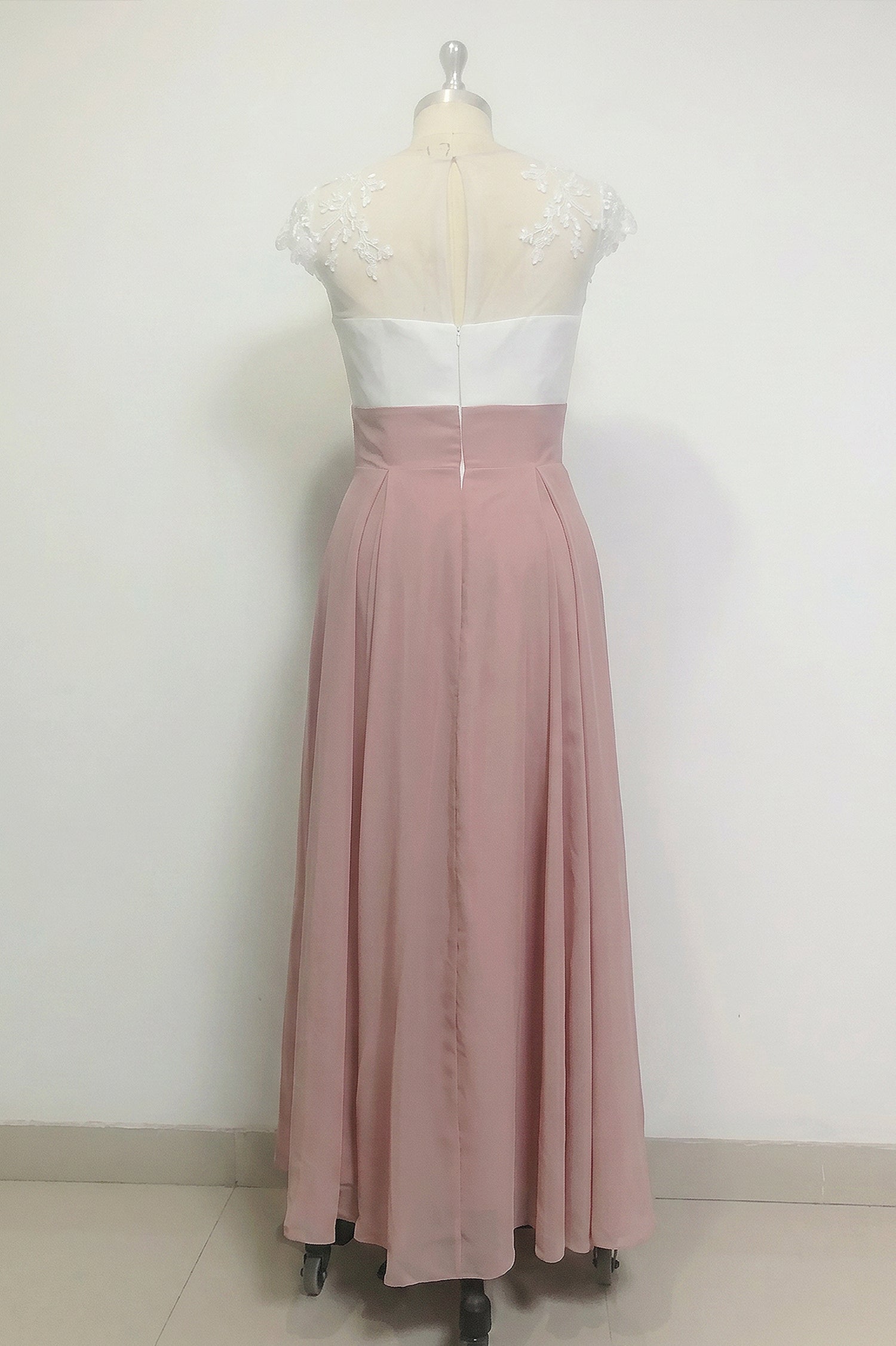 A-line V-neck Cap Sleeves Tea-length Chiffon Lace Mother of the Bride Dresses