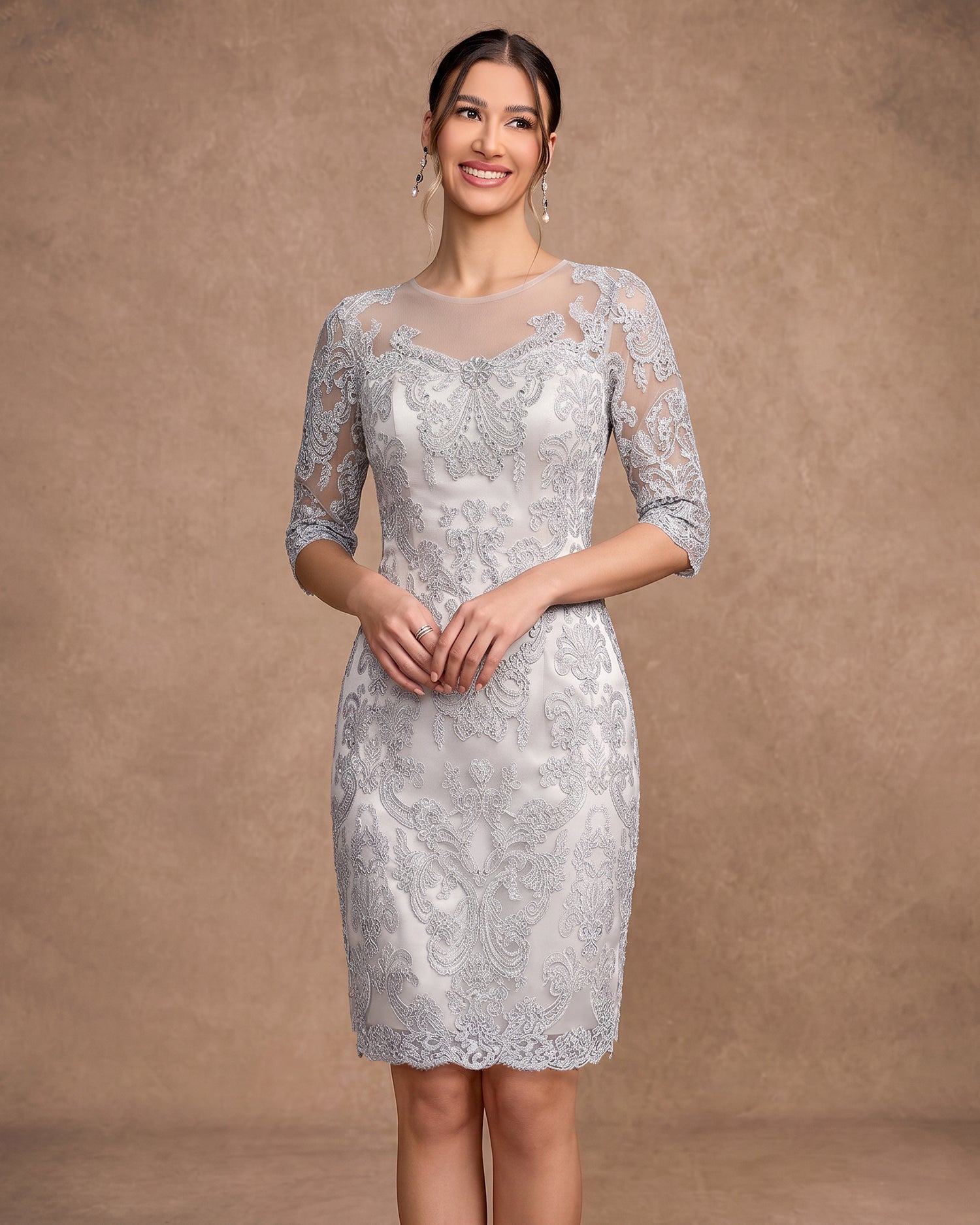 Sheath/Column Scoop Knee-Length Chiffon Mother of the Bride Dress With Jacket