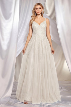 Ivory Sequined Lace and Tulle A-Line Wedding Dress