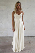 A-line Spaghetti Straps Lace Top Boho Beach Wedding Dresses