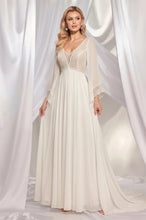 A-line/Princess V-Neck Chiffon Wedding Dresses with Trompete Chiffon Sleeves