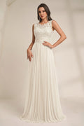 Ivory Tulle A-Line Wedding Dress with Floral Illusion Bodice