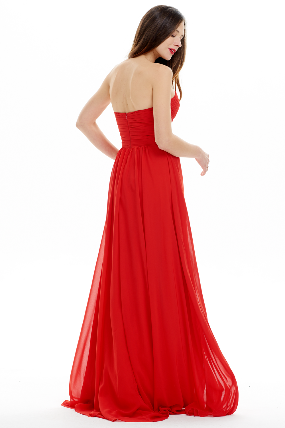 Strapless Ruched Chiffon A-Line Bridesmaid Dress