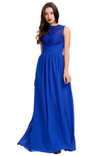 Sleeveless A-line Long Lace Appliques Chiffon Prom Dress