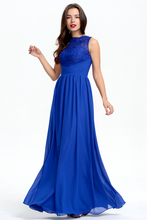 Sleeveless A-line Long Lace Appliques Chiffon Prom Dress