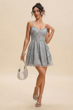 Sexy A-line Deep V-Neck Sequin Tulle Homecoming Dresses