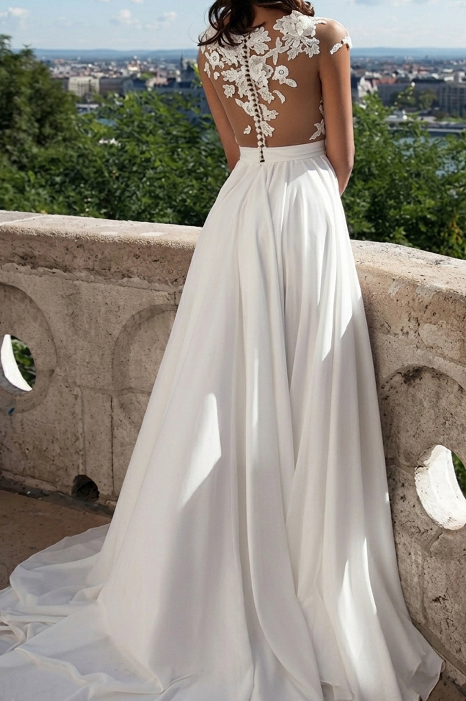 Appliqued Sexy Chiffon Wedding Dresses