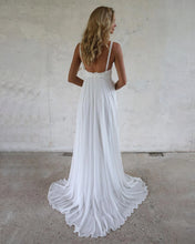 A-line Spaghetti Straps Lace Top Boho Beach Wedding Dresses