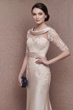 1/2 Sleeves Scoop Elastic Satin Lace Mother of The Bride Dresses with Sash
