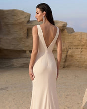 Ivory V-Neck Mermaid Slit Sweep Train Prom Dress