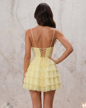 Yellow Chiffon Ruffles Sweetheart Short Homecoming Dresses