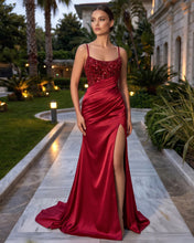 Red Scoop Mermaid Long Prom Dress With Slit