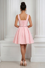 A-line Sleeveless Beading Short Prom Dresses with Pockets