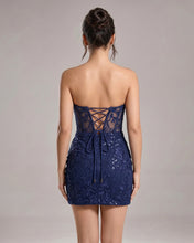 Navy Blue Bodycon Lace Short Homecoming & Cocktail Dresses