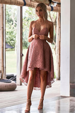 A-line High Low Homecoming Dresses with Lace
