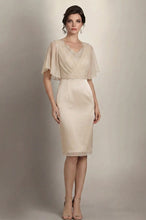 Sheath/Column V-neck Knee-Length Chiffon Glamorous Mother of the Bride Dress