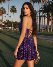Grape A-line Sequins Homecoming & Cocktail Dresses