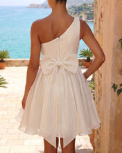 A-line One Shoulder Organza Homecoming Dresses With Bow