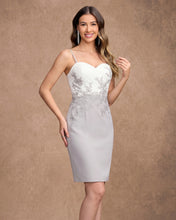 Sheath/Column Sweetheart Short Sleeve Knee-Length Chiffon Mother of the Bride Dress With Jacket Appliqued
