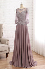 Tulle & Chiffon Scoop A-line Mother Of The Bride Dress With Lace Flowers Appliques