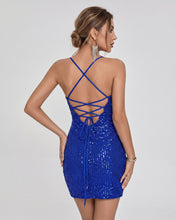 Royal Blue Sparkly Sheath Sequin Mini Party Dresses