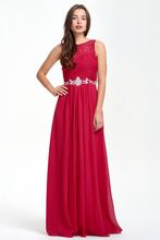 Classic A-line Sleeveless Zipper Chiffon Prom Dress With Beading