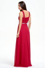Classic A-line Sleeveless Zipper Chiffon Prom Dress With Beading