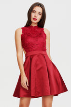 A-line Scoop Neck Short Satin Homecoming Dress With Lace