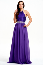 Long Slim Fit Beaded Backless Chiffon Prom/Evening Dresses