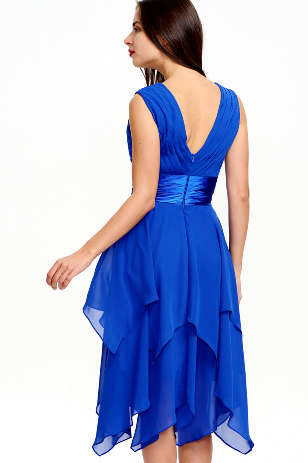 Tiered Chiffon A-Line Homecoming Dress with Handkerchief Hem