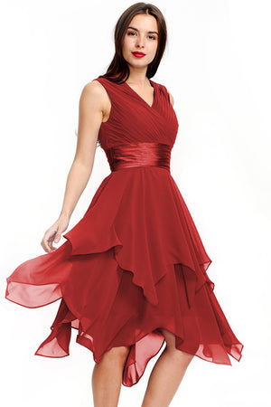 Royal Blue Tiered Chiffon A-Line Homecoming Dress with Handkerchief Hem