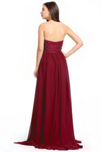 A-Line Strapless Sweetheart Floor-Length Chiffon Evening Dress With Beading